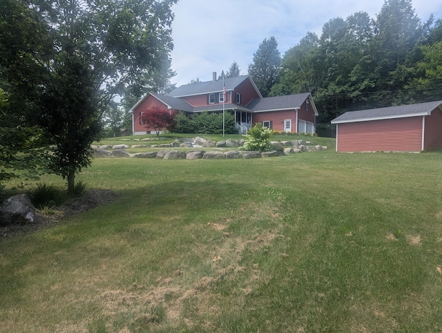 9 Deer Hill Ln, Hampden, ME 04444 - view of grassy yard with an outdoor structure