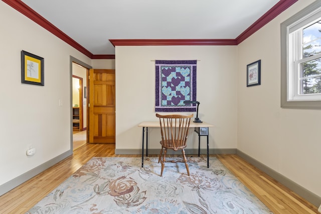 490 Cross Point Rd, Edgecomb, ME 04556 - home office with crown molding and wood finished floors