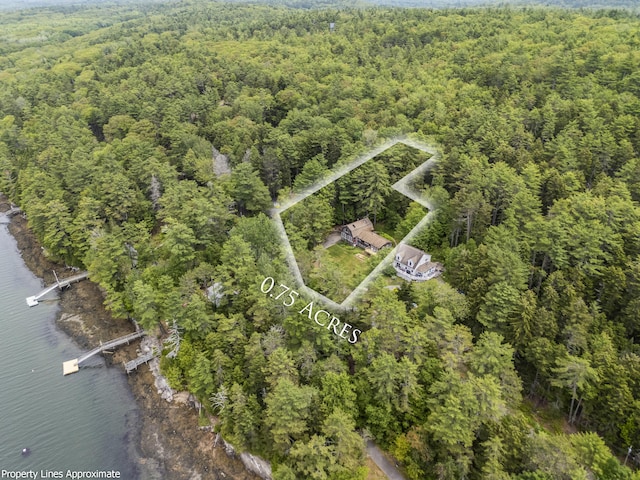 490 Cross Point Rd, Edgecomb, ME 04556 - aerial overview of property's location featuring a heavily wooded area and a large body of water