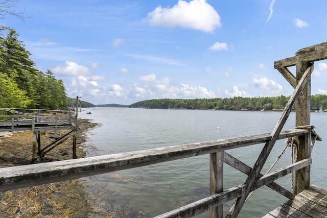 490 Cross Point Rd, Edgecomb, ME 04556 - dock area featuring a water view and a forest view