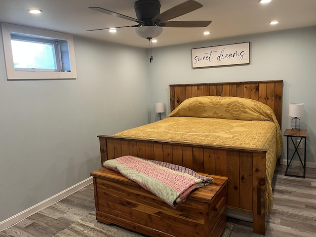 96 N Main St, Milbridge, ME 04658 - bedroom featuring wood finished floors, recessed lighting, and a ceiling fan