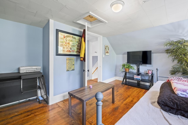 68 Newbury St, Auburn, ME 04210 - bedroom with hardwood / wood-style floors and vaulted ceiling