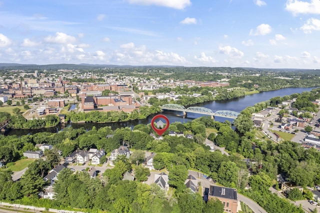 68 Newbury St, Auburn, ME 04210 - aerial view of property's location with a notable bridge and a large body of water