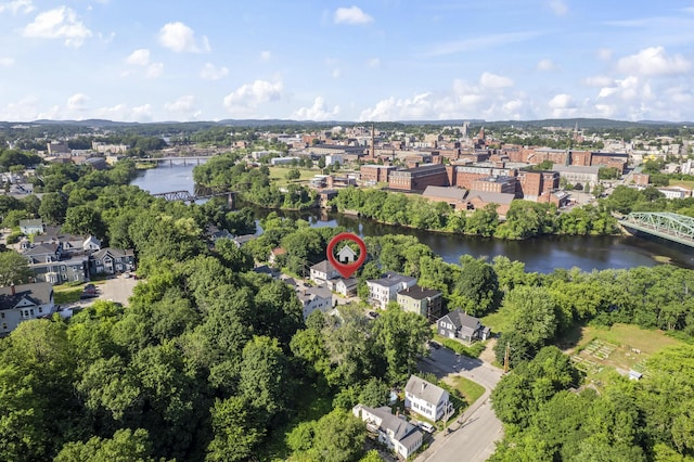 68 Newbury St, Auburn, ME 04210 - aerial view of property and surrounding area featuring a nearby body of water and a notable bridge