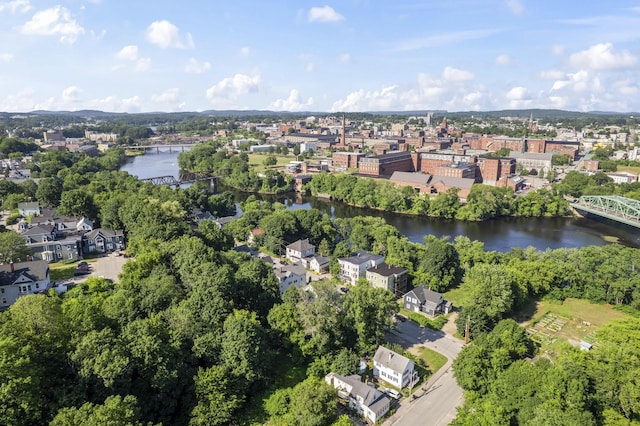 68 Newbury St, Auburn, ME 04210 - aerial view of property's location with a nearby body of water and a notable bridge