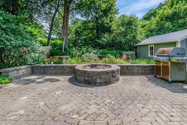 42 Sargent St, Westbrook, ME 04092 - view of patio with a fire pit and area for grilling