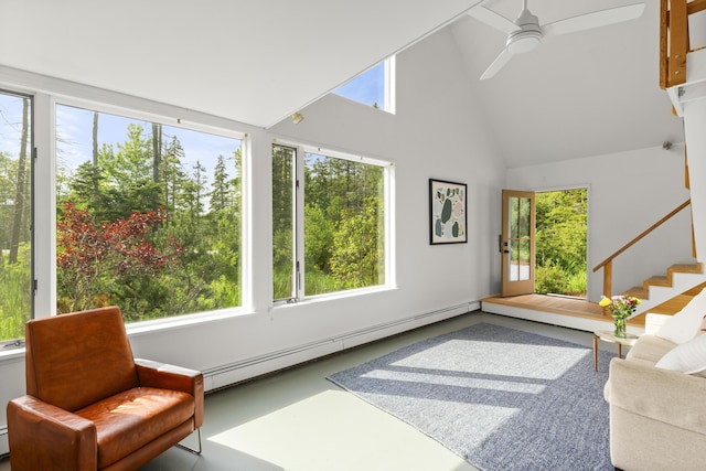 133 Scraggle Point Rd, Saint George, ME 04859 - sunroom / solarium with a baseboard radiator and lofted ceiling