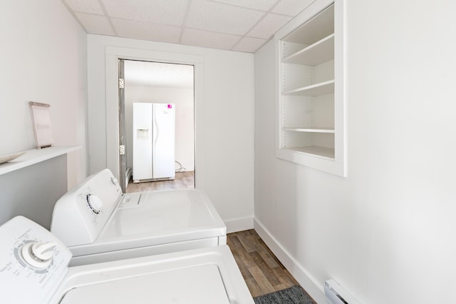19 Fall St, Biddeford, ME 04005 - laundry room with independent washer and dryer and wood finished floors