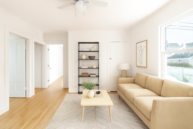19 Fall St, Biddeford, ME 04005 - living area featuring light wood-type flooring and ceiling fan
