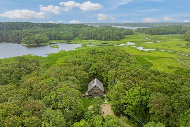 372 Bald Head Rd, Arrowsic, ME 04530 - drone / aerial view of a forest and a nearby body of water