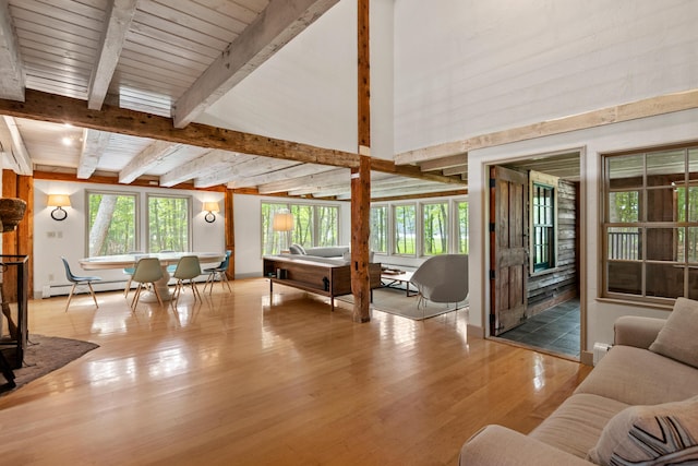 372 Bald Head Rd, Arrowsic, ME 04530 - living room featuring wood finished floors, plenty of natural light, and baseboard heating