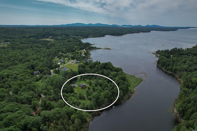 15 Tranquility Way, Ellsworth, ME 04605 - bird's eye view of a water and mountain view and a forest