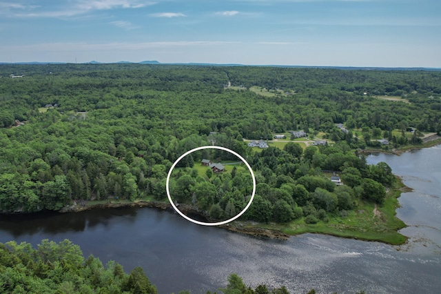 15 Tranquility Way, Ellsworth, ME 04605 - aerial view of a heavily wooded area and a large body of water