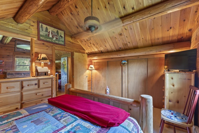 15 Tranquility Way, Ellsworth, ME 04605 - bedroom with wood walls and wood ceiling
