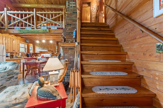 15 Tranquility Way, Ellsworth, ME 04605 - staircase featuring wood walls