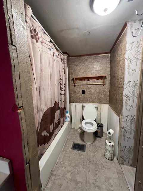 20 Coles Corner Rd, Winterport, ME 04496 - bathroom with shower / bath combo and radiator heating unit