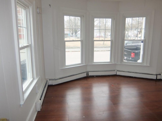 175 Alfred St, Biddeford, ME 04005 - unfurnished room with plenty of natural light, dark wood finished floors, and a baseboard heating unit
