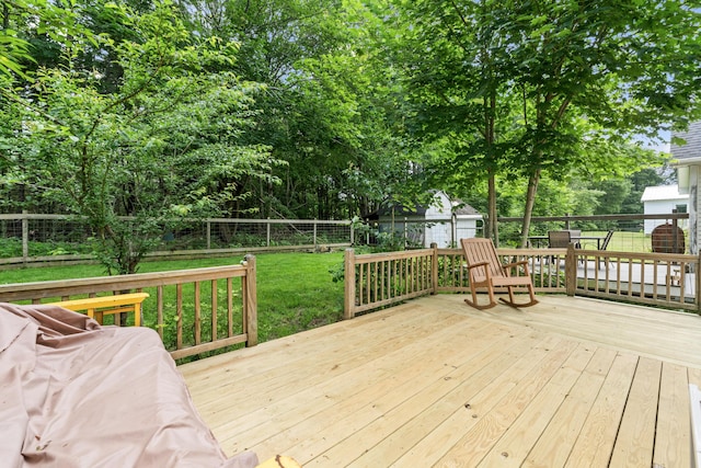 23 Cottage Dr, Friendship, ME 04547 - wooden terrace featuring a fenced backyard