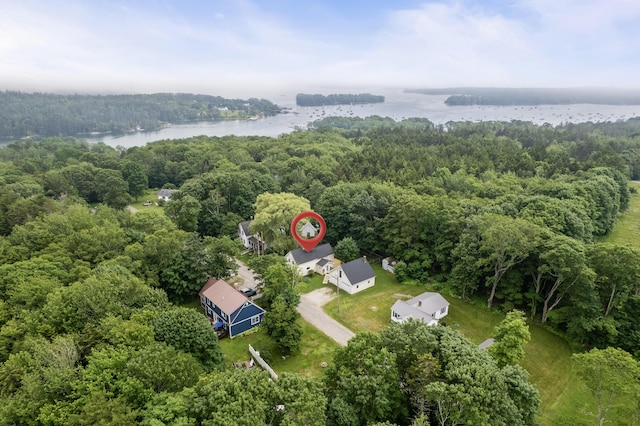 23 Cottage Dr, Friendship, ME 04547 - aerial view of property's location with a large body of water and a heavily wooded area