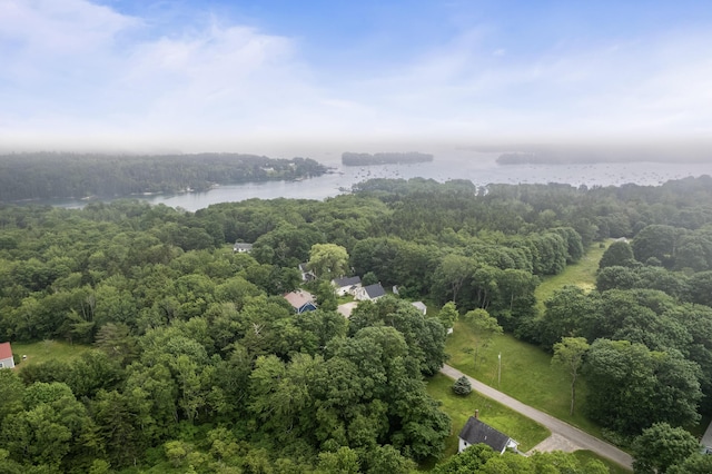 23 Cottage Dr, Friendship, ME 04547 - aerial view of property's location with a heavily wooded area and a nearby body of water