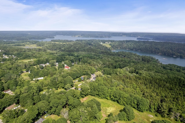 23 Cottage Dr, Friendship, ME 04547 - aerial view of property and surrounding area with a heavily wooded area and a large body of water