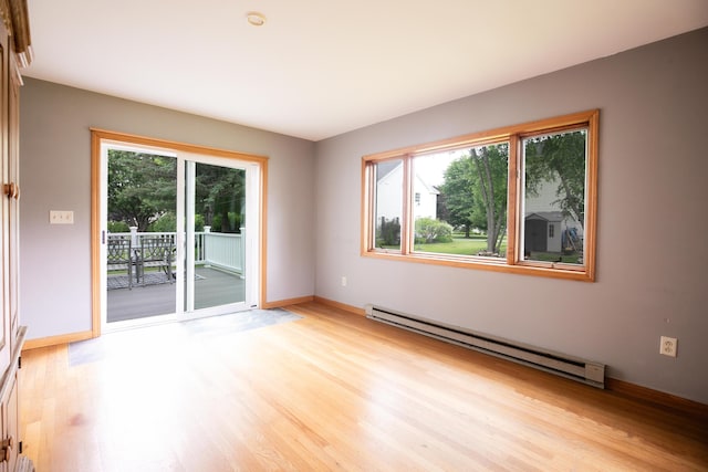 48 Clover Ln, Brewer, ME 04412 - spare room featuring a baseboard radiator and light wood-style floors