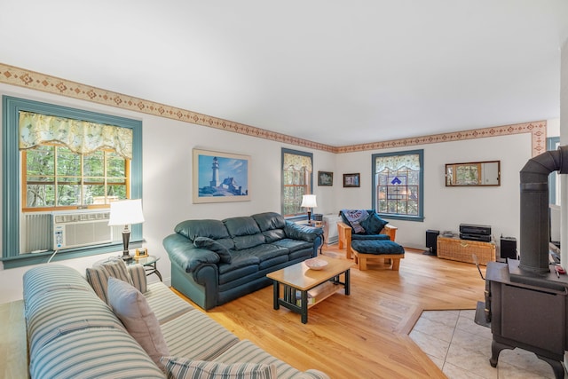 17 Summit St, Ogunquit, ME 03907 - living room with cooling unit and light wood-style flooring