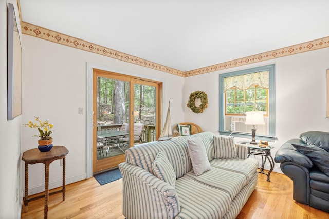 17 Summit St, Ogunquit, ME 03907 - living room featuring plenty of natural light, light wood-style floors, and cooling unit