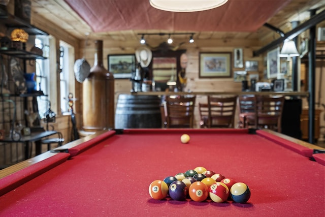 85 Lions Ridge Rd, Alna, ME 04535 - game room featuring wood ceiling and pool table