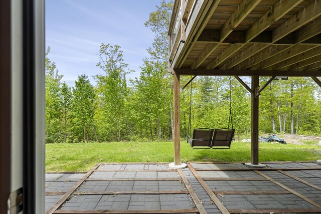 85 Lions Ridge Rd, Alna, ME 04535 - view of green lawn with a patio