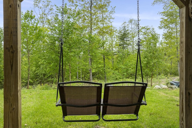 85 Lions Ridge Rd, Alna, ME 04535 - view of green lawn with a wooded view