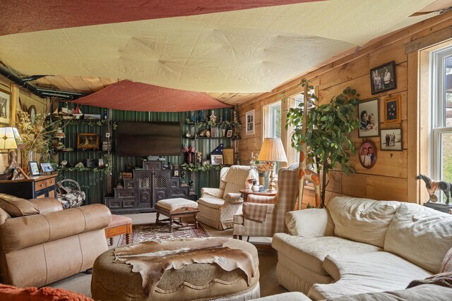 85 Lions Ridge Rd, Alna, ME 04535 - living area with wood walls