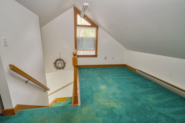 48 Griffin Ave, Hampden, ME 04444 - additional living space with carpet floors, lofted ceiling, and baseboard heating