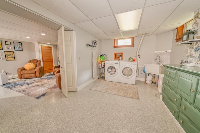 48 Griffin Ave, Hampden, ME 04444 - washroom featuring washer and dryer and recessed lighting