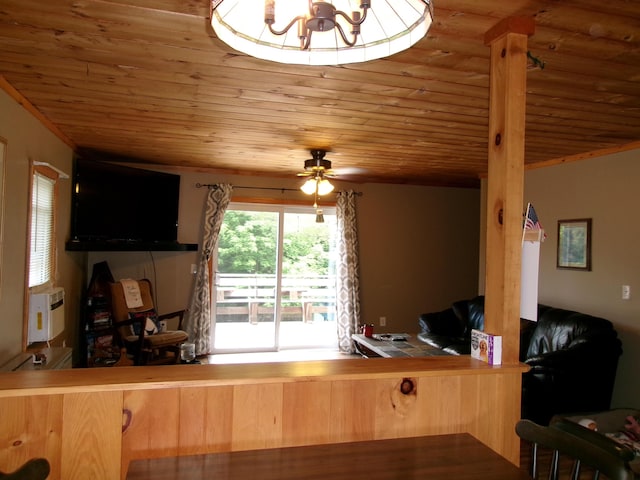 76 Gile Rd, Fayette, ME 04349 - living room featuring wood ceiling