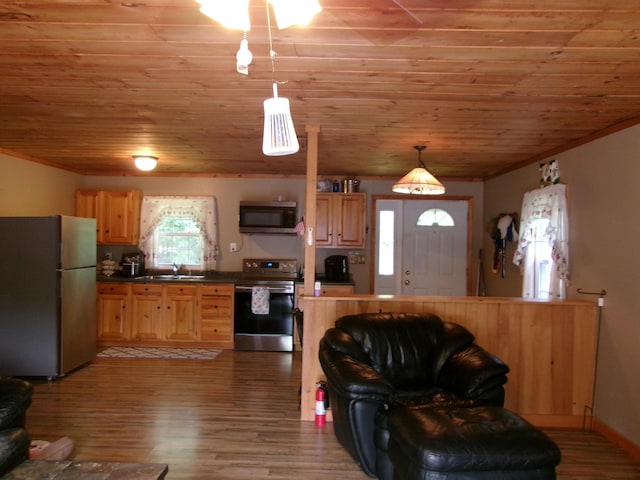 76 Gile Rd, Fayette, ME 04349 - living room featuring wood ceiling and wood finished floors