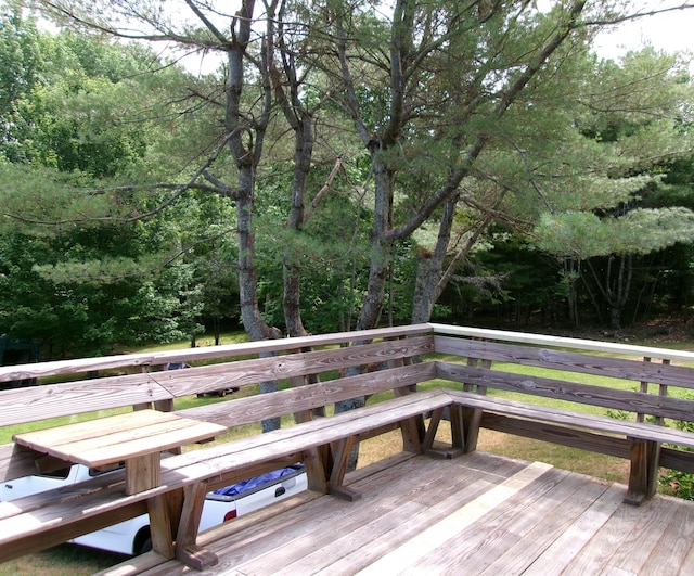 76 Gile Rd, Fayette, ME 04349 - wooden terrace featuring a view of trees