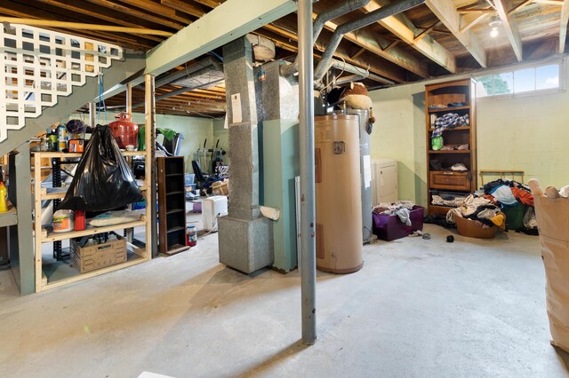 95 Webber Ave, Lewiston, ME 04240 - below grade area featuring water heater and stairway
