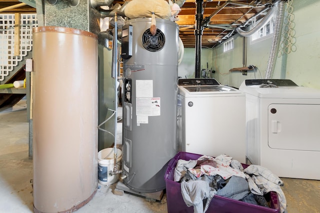 95 Webber Ave, Lewiston, ME 04240 - laundry area with water heater and separate washer and dryer