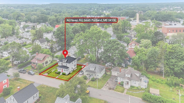 46 Haven Rd, South Portland, ME 04106 - aerial view of residential area with property boundaries highlighted