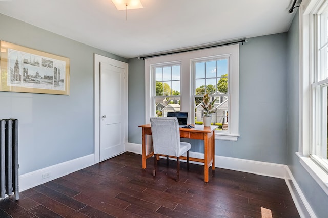 46 Haven Rd, South Portland, ME 04106 - home office with dark wood-style floors and radiator heating unit
