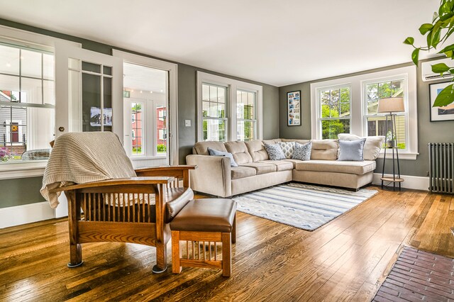 46 Haven Rd, South Portland, ME 04106 - living room featuring radiator, healthy amount of natural light, and wood-type flooring