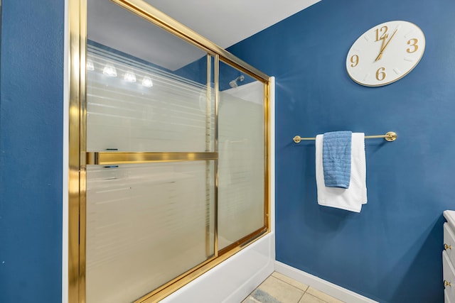 125 Deer Ridge Dr, Barrington, NH 03825 - full bath with tile patterned flooring, vanity, and enclosed tub / shower combo