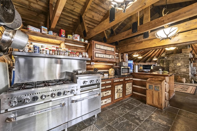 1 Zella Is Unit T14 R8, Wels, ME 04768 - kitchen featuring stainless steel microwave and wooden ceiling