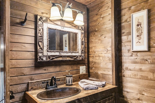 1 Zella Is Unit T14 R8, Wels, ME 04768 - bathroom with wooden walls and vanity