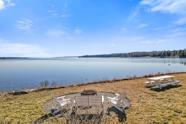 74 Spindle Rd, Ellsworth, ME 04605 - water view featuring an outdoor fire pit