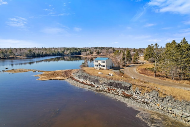 74 Spindle Rd, Ellsworth, ME 04605 - aerial overview of property's location featuring a large body of water and a heavily wooded area