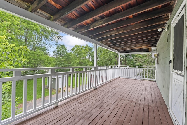 13 Newman St, Lewiston, ME 04240 - wooden deck featuring view of scattered trees