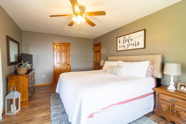 119 Merritt Rd, Steuben, ME 04680 - bedroom featuring wood finished floors and a ceiling fan