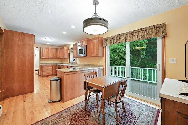 3 Tallwood Rd, Augusta, ME 04330 - dining area with light wood-type flooring, a textured ceiling, and recessed lighting